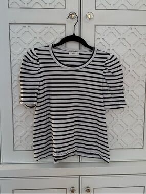 A.L.C. Navy & White Striped Puff Sleeve Top